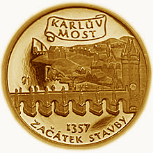 Náhled Reverzní strany - Medaile Karel IV. - Karlův Most Au