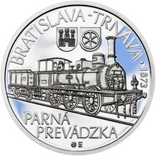 Náhled Reverzní strany - 2023 10 € Prvá parná lokomotíva medzi Bratislavou a Trnavou – 150. výročie Ag b.k.