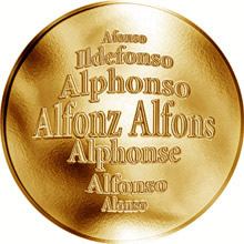 Náhled Reverzní strany - Slovenská jména - Alfonz - velká zlatá medaile 1 Oz