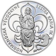 Náhled Reverzní strany - Jitka Lucemburská - 700. výročí narození stříbro patina
