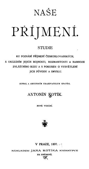 Naše příjmení - titulní stránka knihy