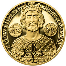 Náhled Averzní strany - Zlatá půluncová mince 10 NZD Karel Veliký proof
