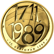 Náhled Averzní strany - Zlatá 1/2 Oz medaile 17. listopad 1989 - proof číslovaná
