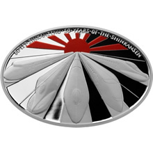 Náhled Averzní strany - Stříbrná mince 1 NZD 50 let Šinkanzenu kolorovaná Proof