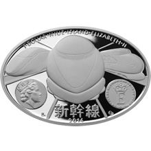 Náhled Reverzní strany - Stříbrná mince 1 NZD 50 let Šinkanzenu kolorovaná Proof