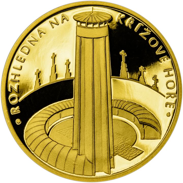 Náhled Averzní strany - Zlatá 1/4 Oz medaile Rozhledna na Křížové hoře