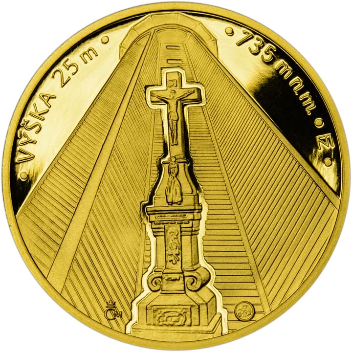 Náhled Reverzní strany - Zlatá 1/4 Oz medaile Rozhledna na Křížové hoře