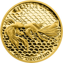 Náhled Averzní strany - Zlatá 1/4 Oz medaile Rybičky pro štěstí s personifikací