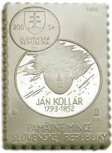 Náhled - Plaketa Ag Minca v tvare známky - Ján Kollár
