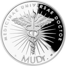 Náhled Averzní strany - Stříbrná titulární medaile MUDr. proof