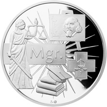 Náhled Averzní strany - Stříbrná titulární medaile Mgr. proof