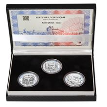 Náhled - KAMIL LHOTÁK – návrhy mince 200 Kč - sada 3x stříbro 1 Oz patina