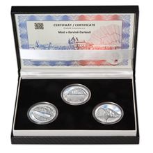 Náhled - MOST V KARVINÉ-DARKOVĚ – návrhy mince 5000 Kč sada 3x stříbro 28 mm patina