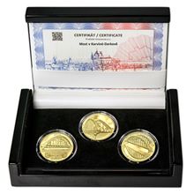 Náhled - MOST V KARVINÉ-DARKOVĚ – návrhy mince 5000 Kč sada tří Au medailí 1/2 Oz Proof