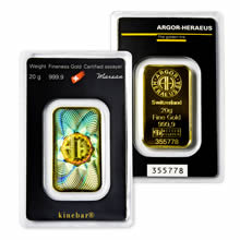 Náhled - Argor Heraeus SA 20 gramů KINEBAR - Investiční zlatý slitek - Set 10ks slitků