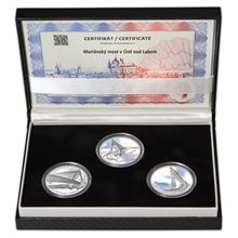 Náhled - MARIÁNSKÝ MOST V ÚSTÍ NAD LABEM – návrhy mince 5000 Kč sada 3x stříbro 28 mm b.k.