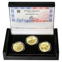 Náhled - MOST V ŽAMPACHU – návrhy mince 5000 Kč sada tří Au medailí 1 Oz b.k.