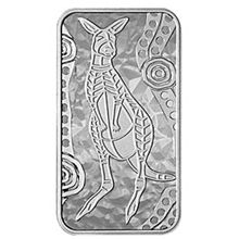 Náhled - Kangaroo Dreaming - stříbrná mince ve tvaru slitku 1 Oz
