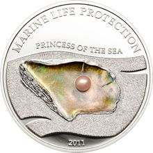 Náhled - 2011 Palau - Marine Life - Mince s perlou Ag Proof