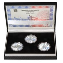 Náhled - ZALOŽENÍ SOKOLA – návrhy mince 200 Kč - sada 3x stříbro 1 Oz Proof