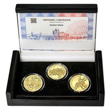 Náhled - ZALOŽENÍ SOKOLA – návrhy mince 200 Kč - sada 3x zlato b.k.