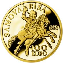 Náhled Reverzní strany - 2023 - 100 € - Vznik Samovej ríše - 1400. výročie Au Proof