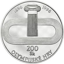 Náhled Averzní strany - 200Sk 1996/ 100. Výročí uspořádání 1. novodobých olympijských her b.k.
