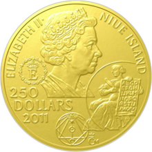 Náhled Averzní strany - Zlatá investiční mince - 250 NZD- Jan Amos Komenský