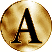 Náhled Averzní strany - Slovenská jména - Aurel - velká zlatá medaile 1 Oz