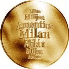 Náhled Reverzní strany - Česká jména - Milan - zlatá medaile
