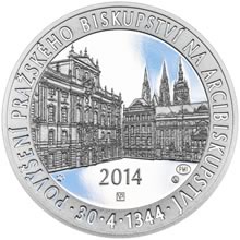 Náhled Averzní strany - Povýšení pražského biskupství na arcibiskupství - 670 let - 28 mm stříbro patina