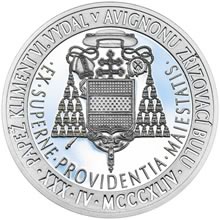 Náhled Reverzní strany - Povýšení pražského biskupství na arcibiskupství - 670 let - 1 Oz stříbro patina