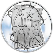 Náhled Reverzní strany - Memento 25. února 1948 - komunistický puč v Československu  - 1 Oz stříbro Proof