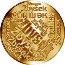 Náhled Reverzní strany - Česká jména - Zbyšek - velká zlatá medaile 1 Oz
