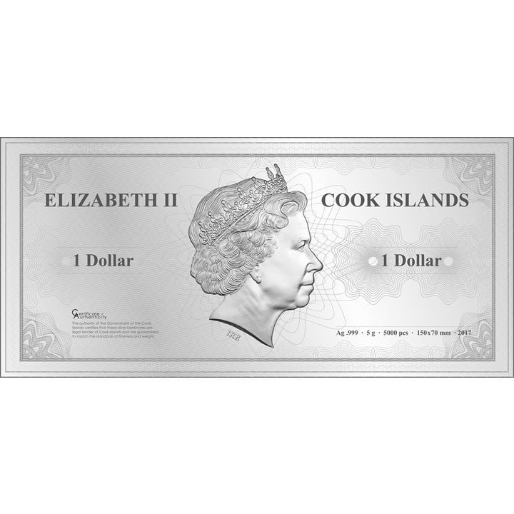 Náhled Reverzní strany - 2017 Cook Islands - Skyline Dollar Foil - New York Ag